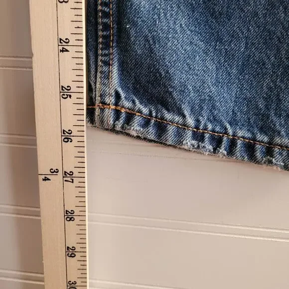 Everlane Jeans Size 27 Blue O-S Boyfriend Ripped Distressed Button Fly - Picture 9 of 14